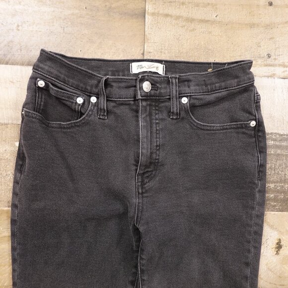 Madewell Mid-Rise Kick Out Jeans Women’s 27 Black Washed Stretch Denim 27” - Picture 2 of 12